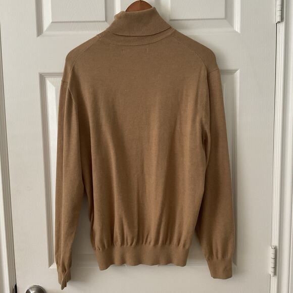 Perry Ellis Turtleneck Sweater Long Sleeve Women's Size L Camel Soft 80s Style - Picture 2 of 4